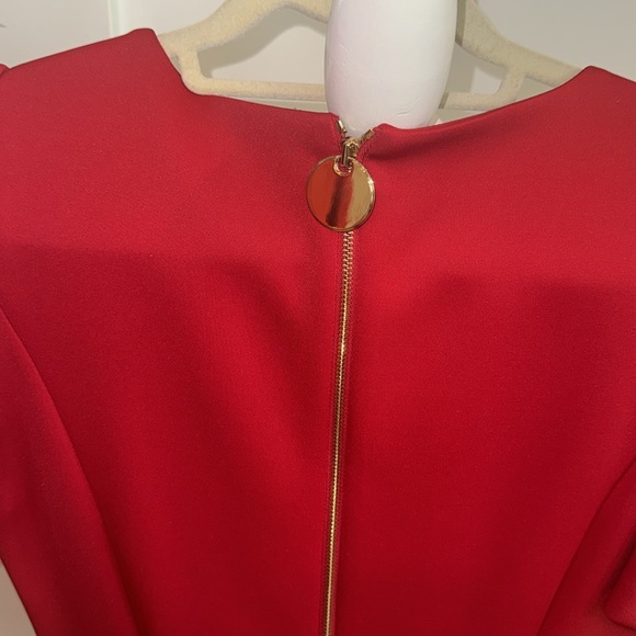 Red Calvin Klein dress with puff sleeves - Picture 7 of 7